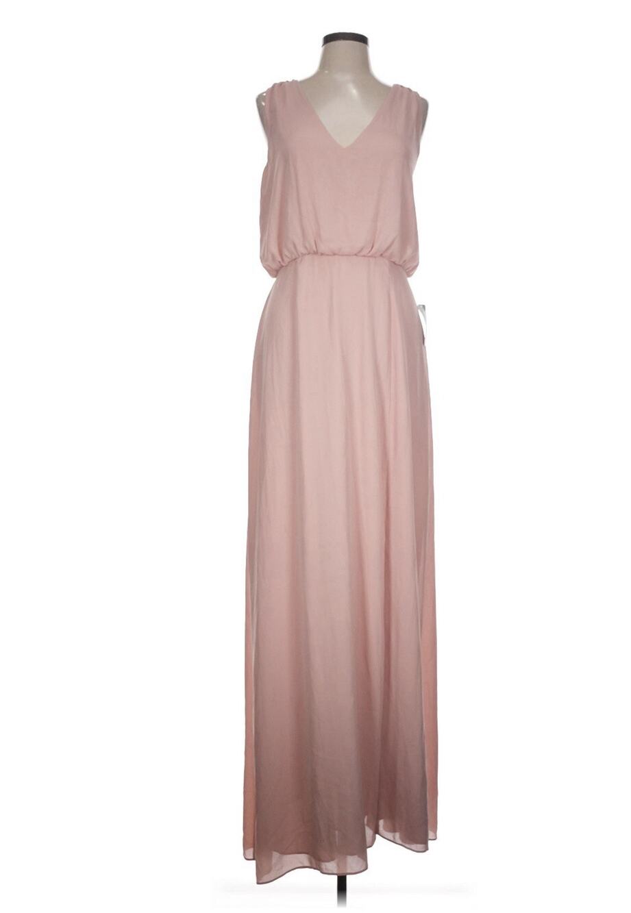 NWT WAYF Blush Pink Bella Blouson Column‎ Gown Maxi Formal Dress Sz L Long